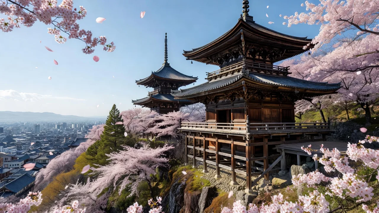桜の季節の京都・清水寺