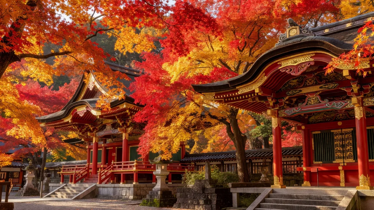 日光の紅葉と山並み