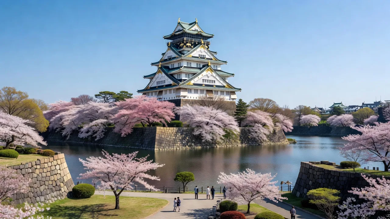 春の大阪城と桜